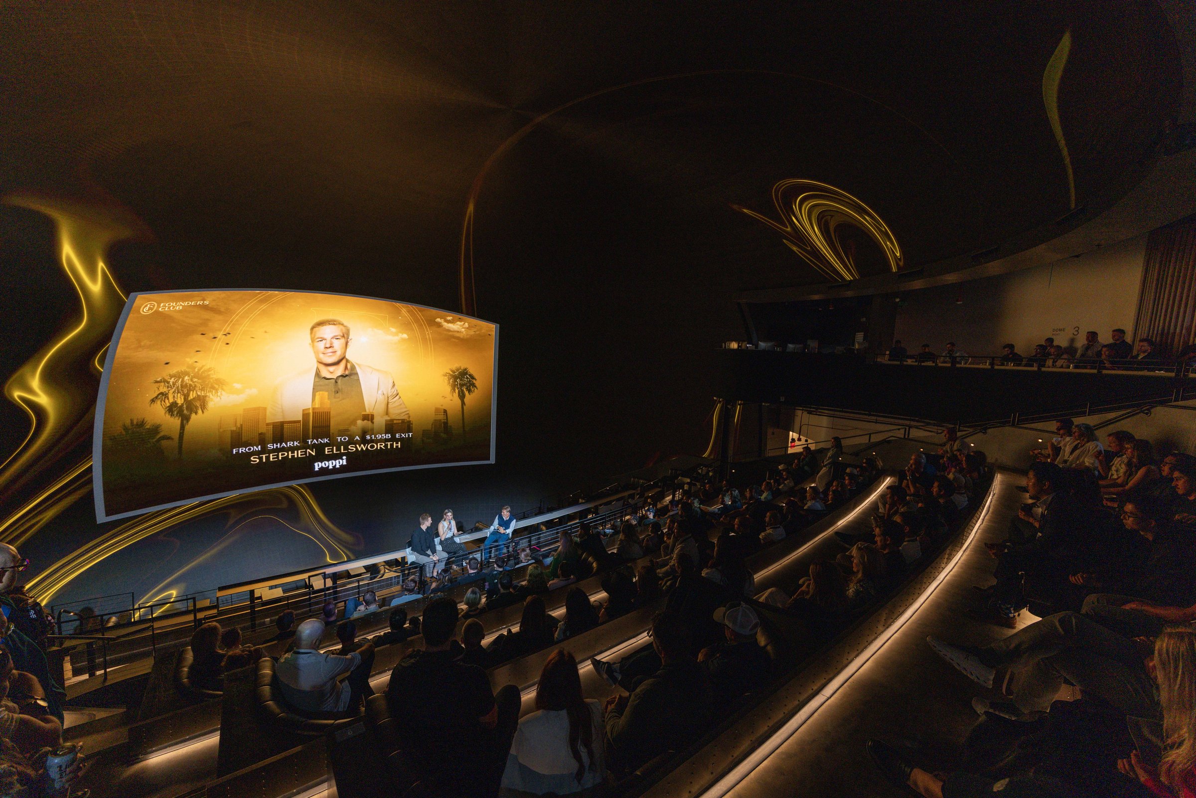 A Founders Club screening event in a packed dome theater
